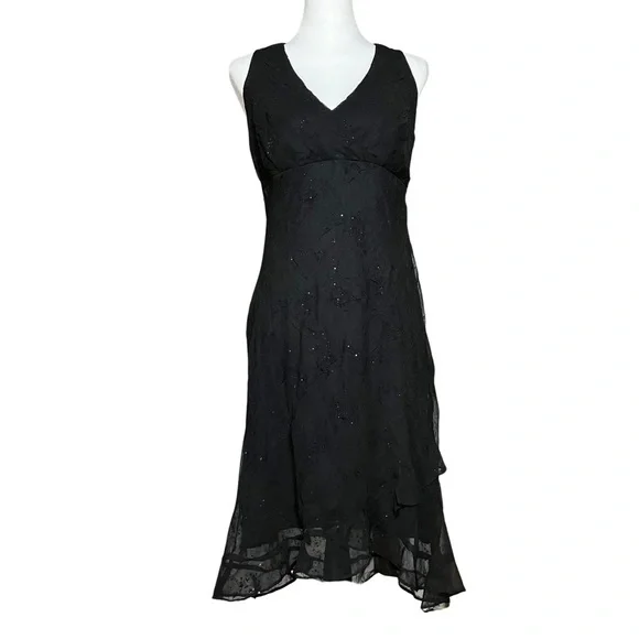 Vintage 90s Black Asymmetrical Sleeveless Dress. Small. Whimsigoth, Fairycore - Picture 1 of 8